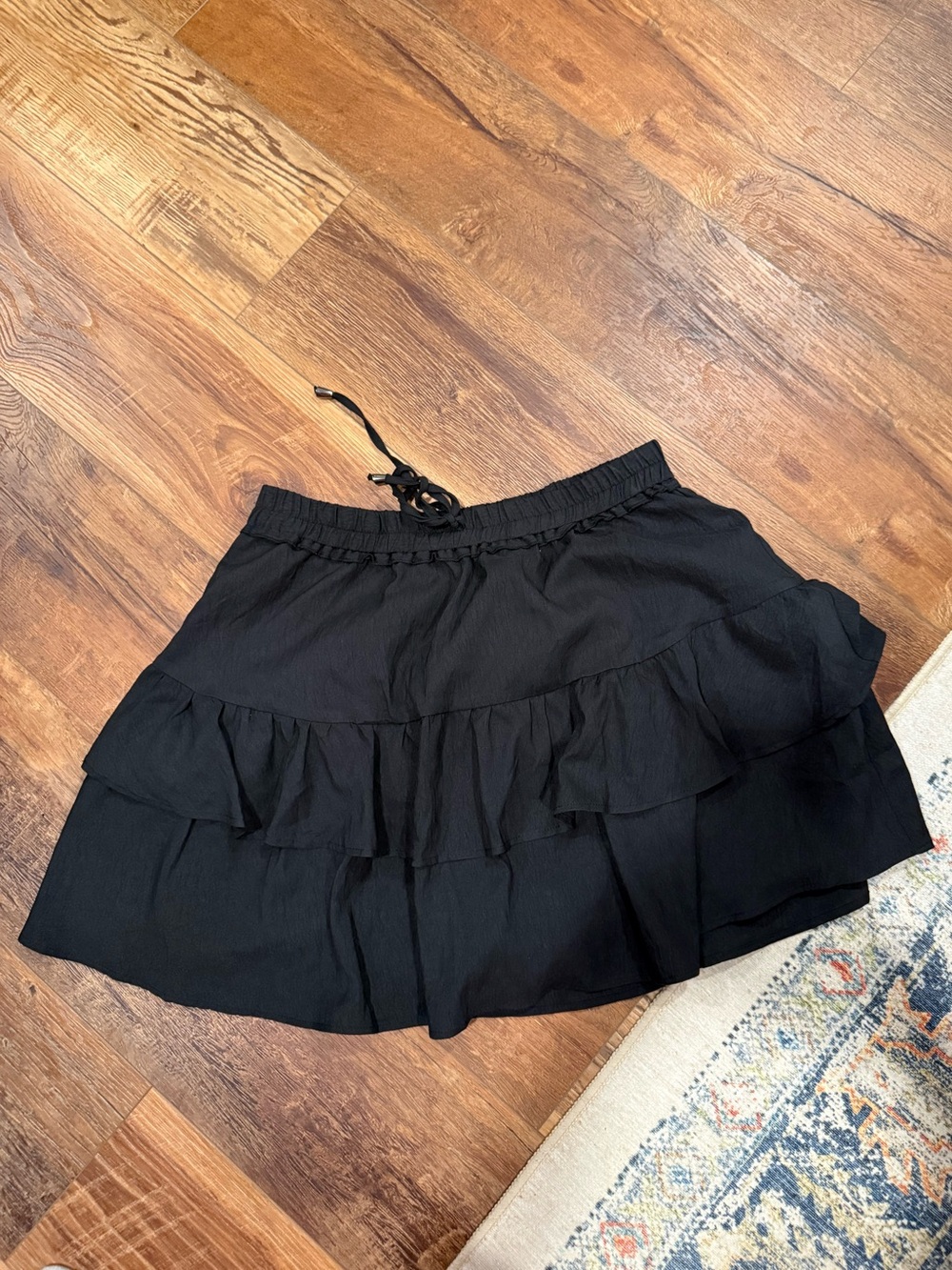 Women's Black Ruffled Tiered Mini Skort